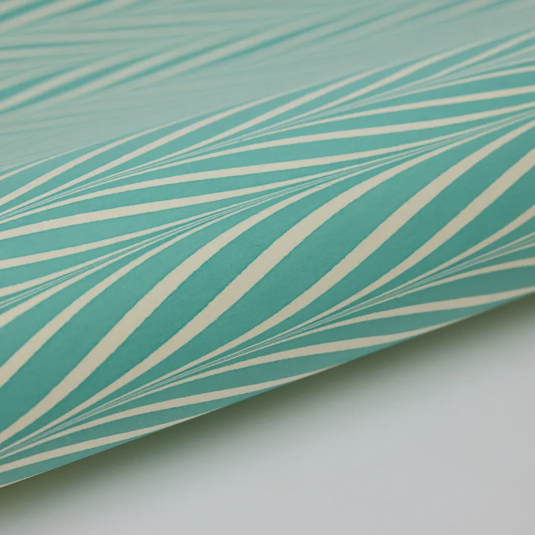Paper Mirchi Hand Marbled Wrapping Paper - Candy Stripes Turquoise - Precious Sparkle