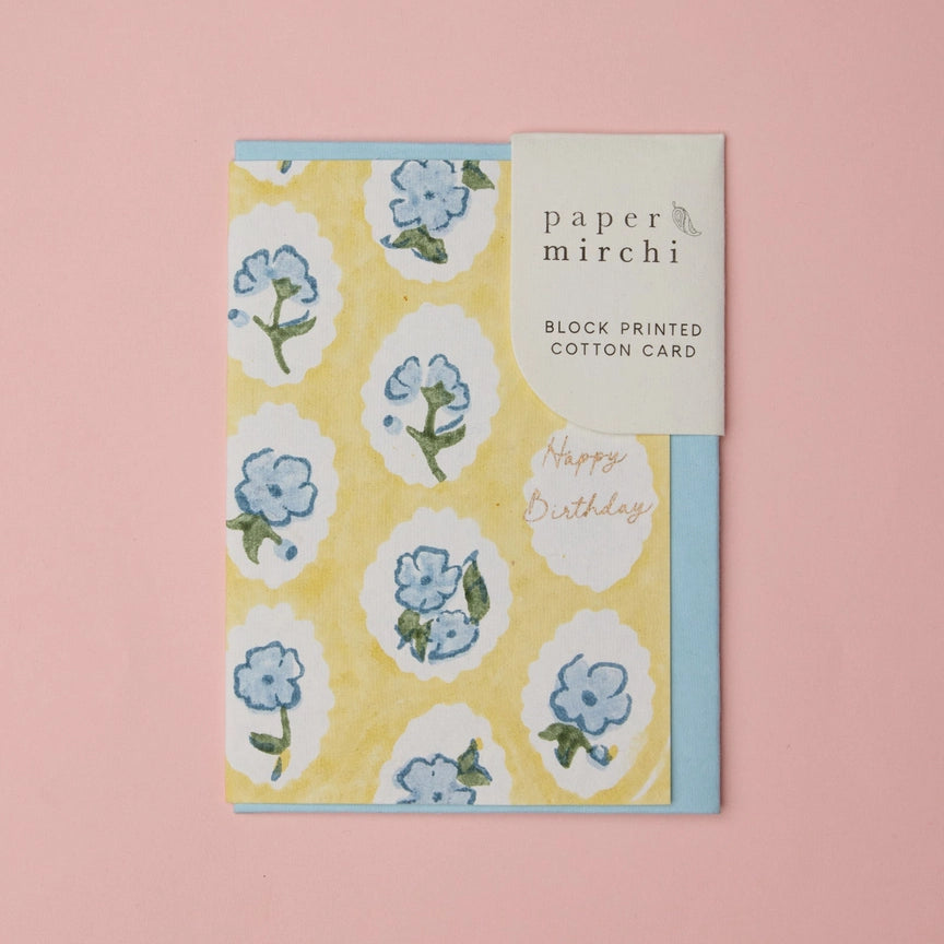Paper Mirchi Happy Birthday Block Printed Card Scallop Tiles Alaska