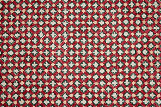 Paper Mirchi Block Printed Wrapping Paper Floral Checks Scarlet - Precious Sparkle