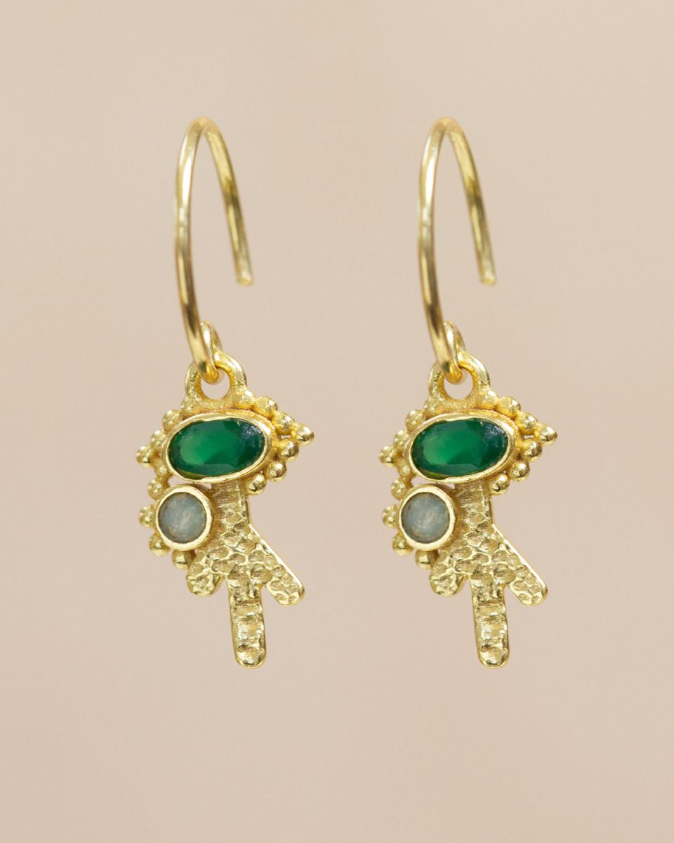 muja juma Earring Llyr with Green Agate & Amazonite