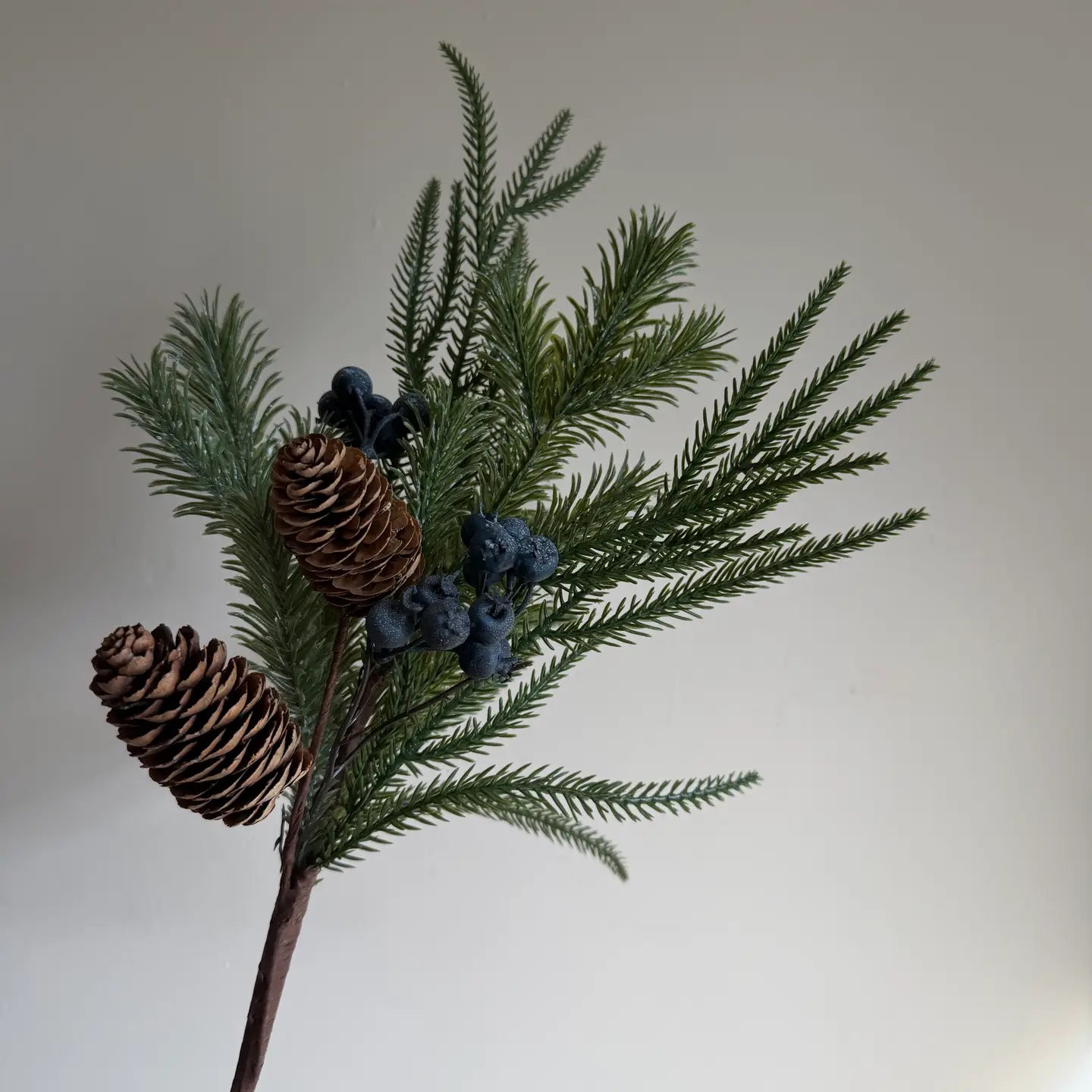 Blue Berry Pine Cone Spruce Spray - Precious Sparkle