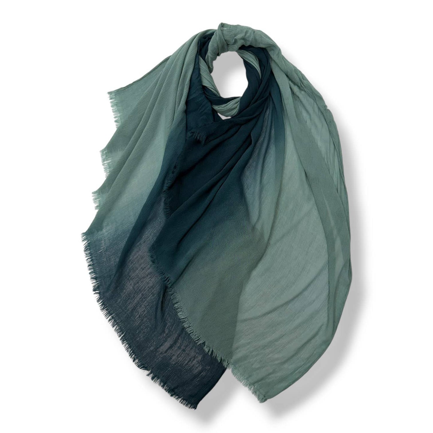 Soft Plain Neutral Ombré Scarf Seagreen Dark Teal