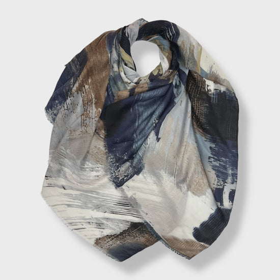 Abstract Painting Scarf Navy - Precious Sparkle