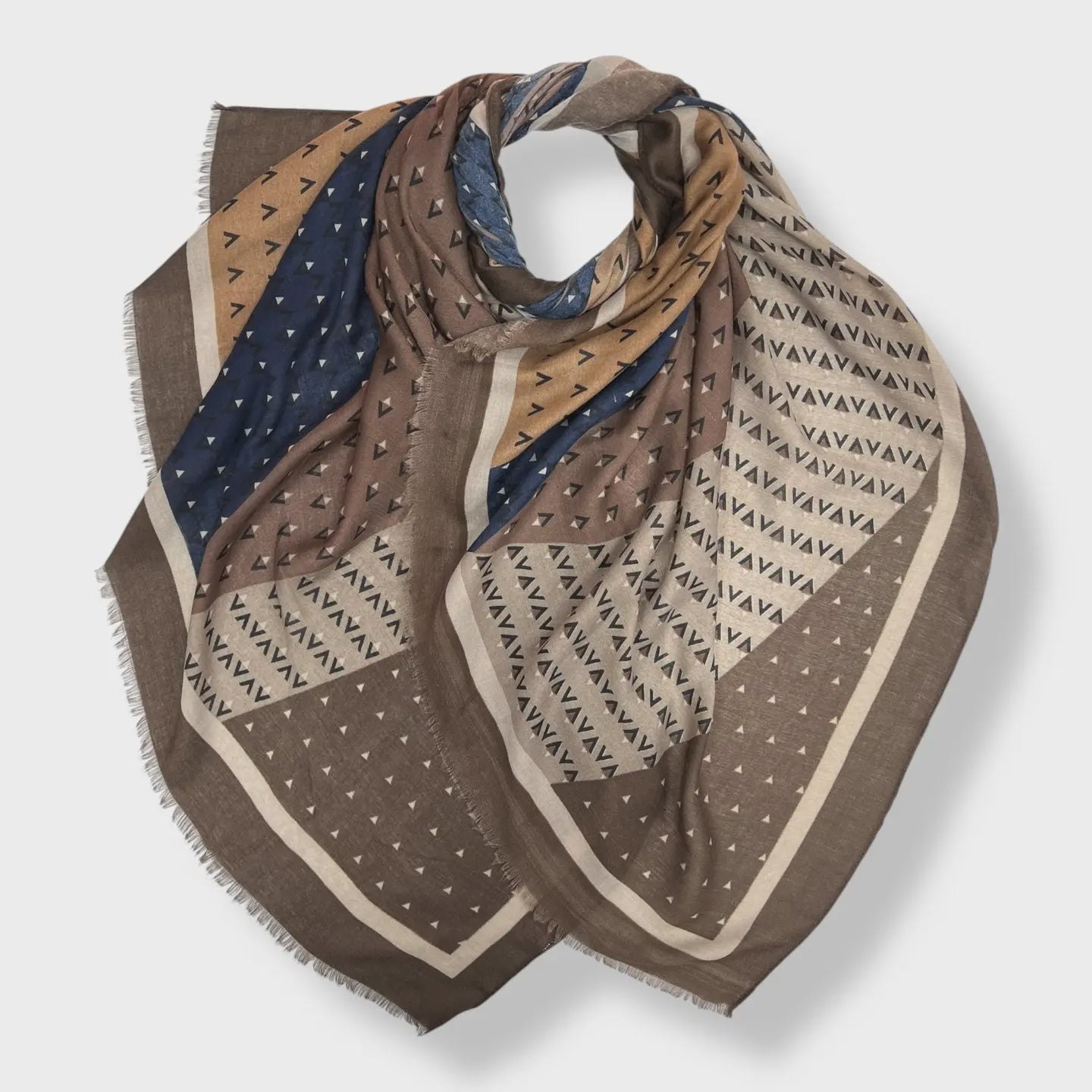 V Shape Pattern Scarf Mocca - Precious Sparkle