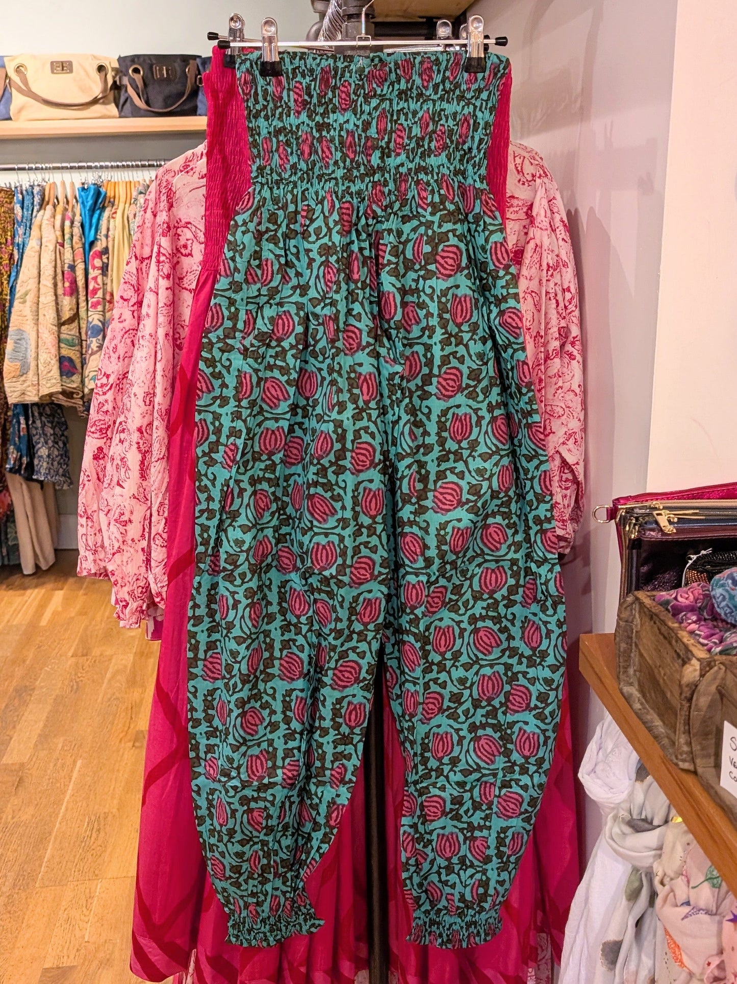 Emma's Emporium Fashion Aqua Summer Tulip Cotton Genie Trousers