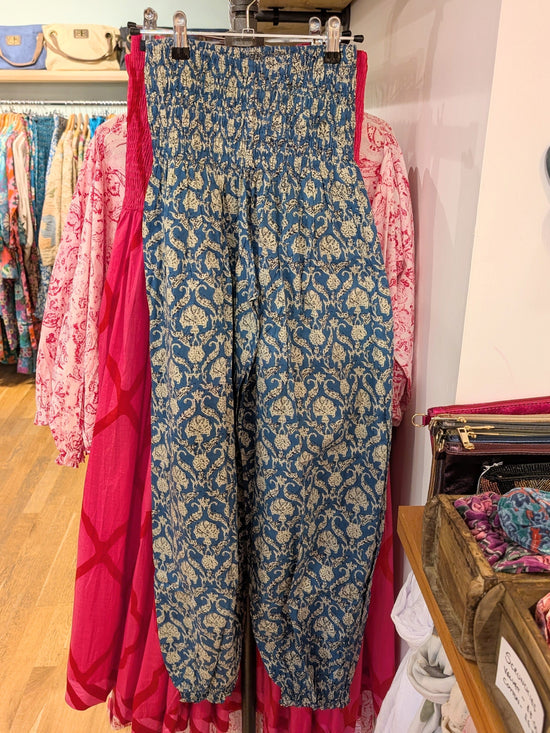 Emma's Emporium Fashion Blue Floral Cotton Summer Genie Trousers