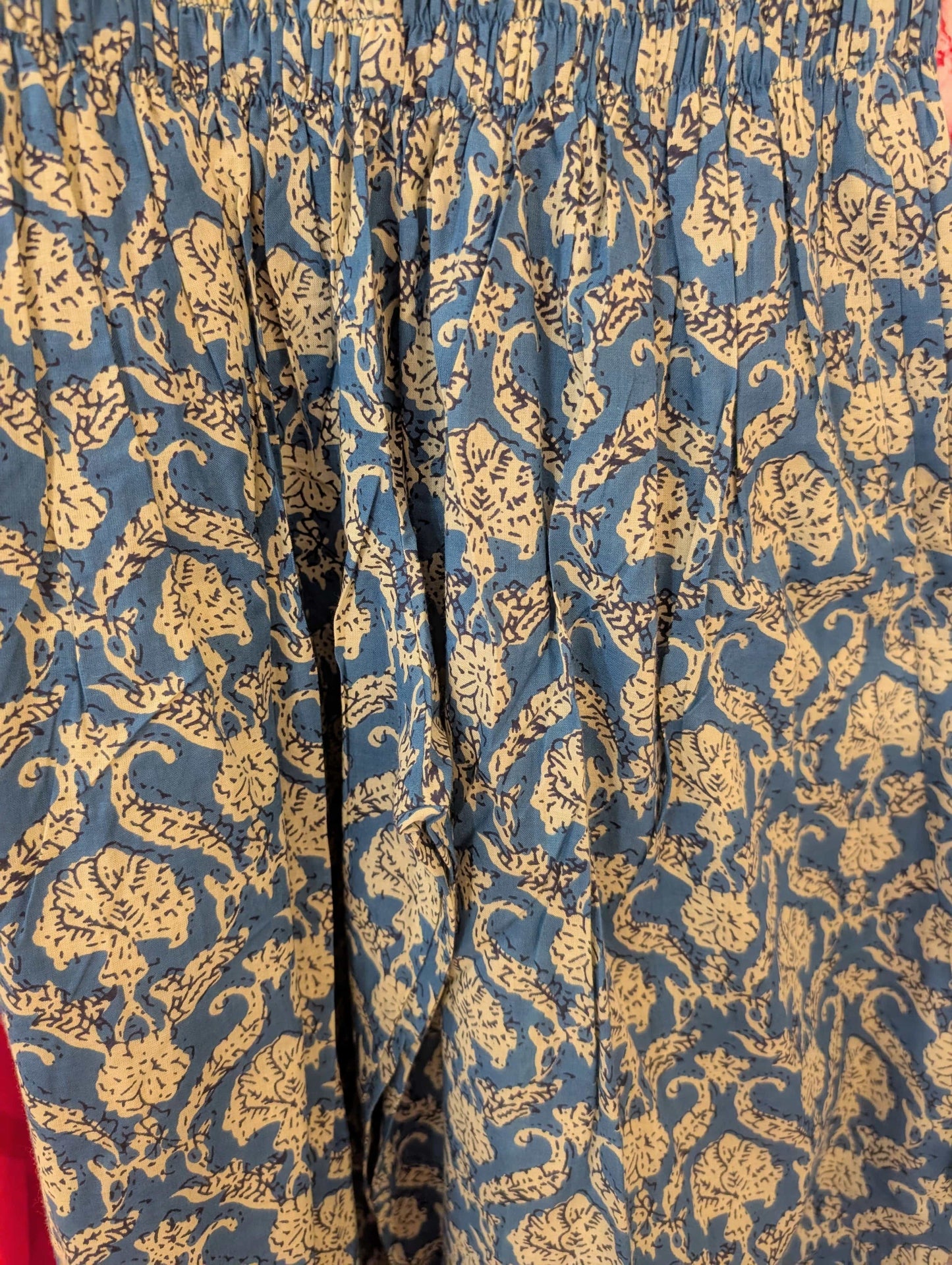 Emma's Emporium Fashion Blue Floral Cotton Summer Genie Trousers