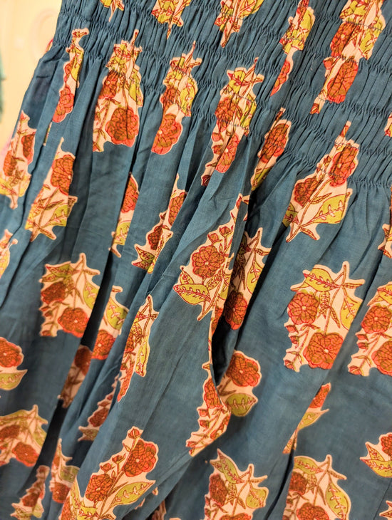 Emma's Emporium Fashion Blue Red Flower Cotton Summer Genie Trousers