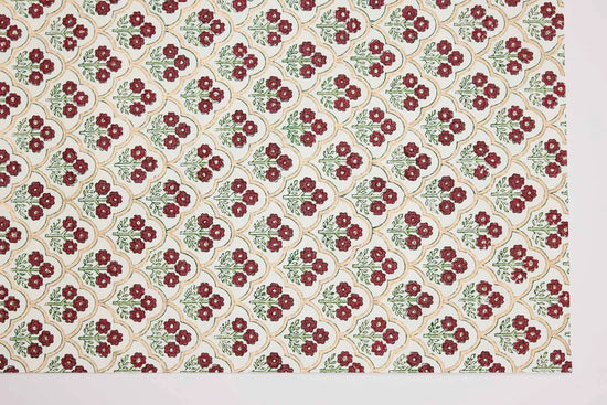 Paper Mirchi Block Printed Wrapping Paper Trellis Cherry - Precious Sparkle