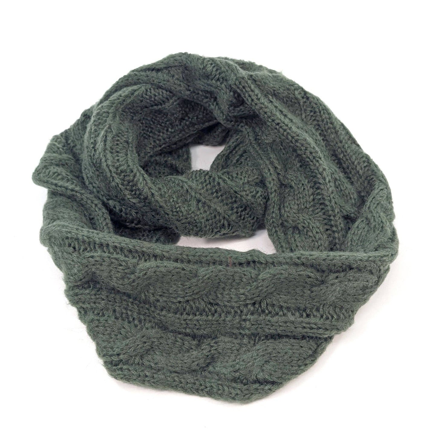 Selat Cable Knit Double Snood Green - Precious Sparkle