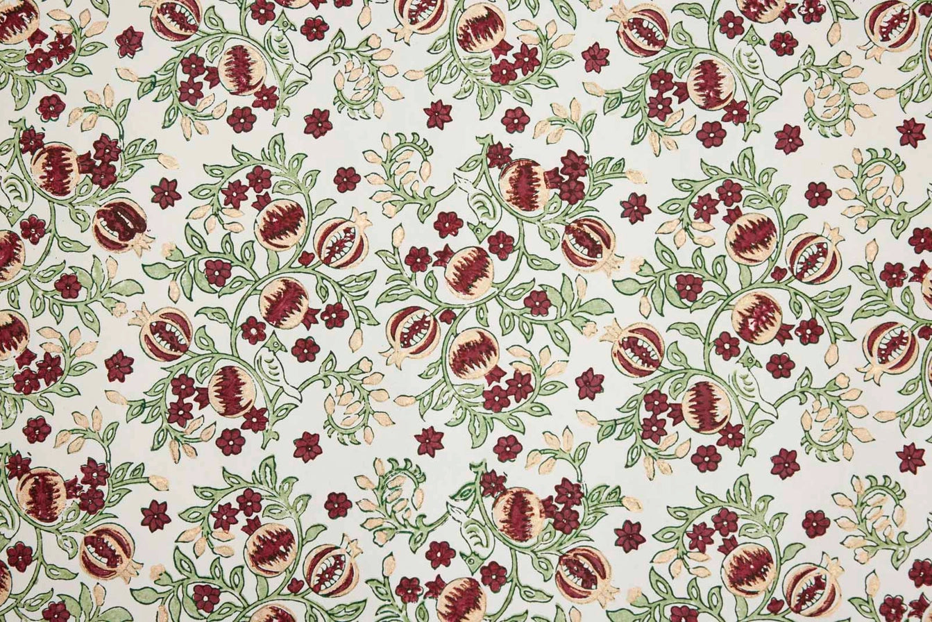 Paper Mirchi Block Printed Wrapping Paper Pomegranate  Cherry - Precious Sparkle
