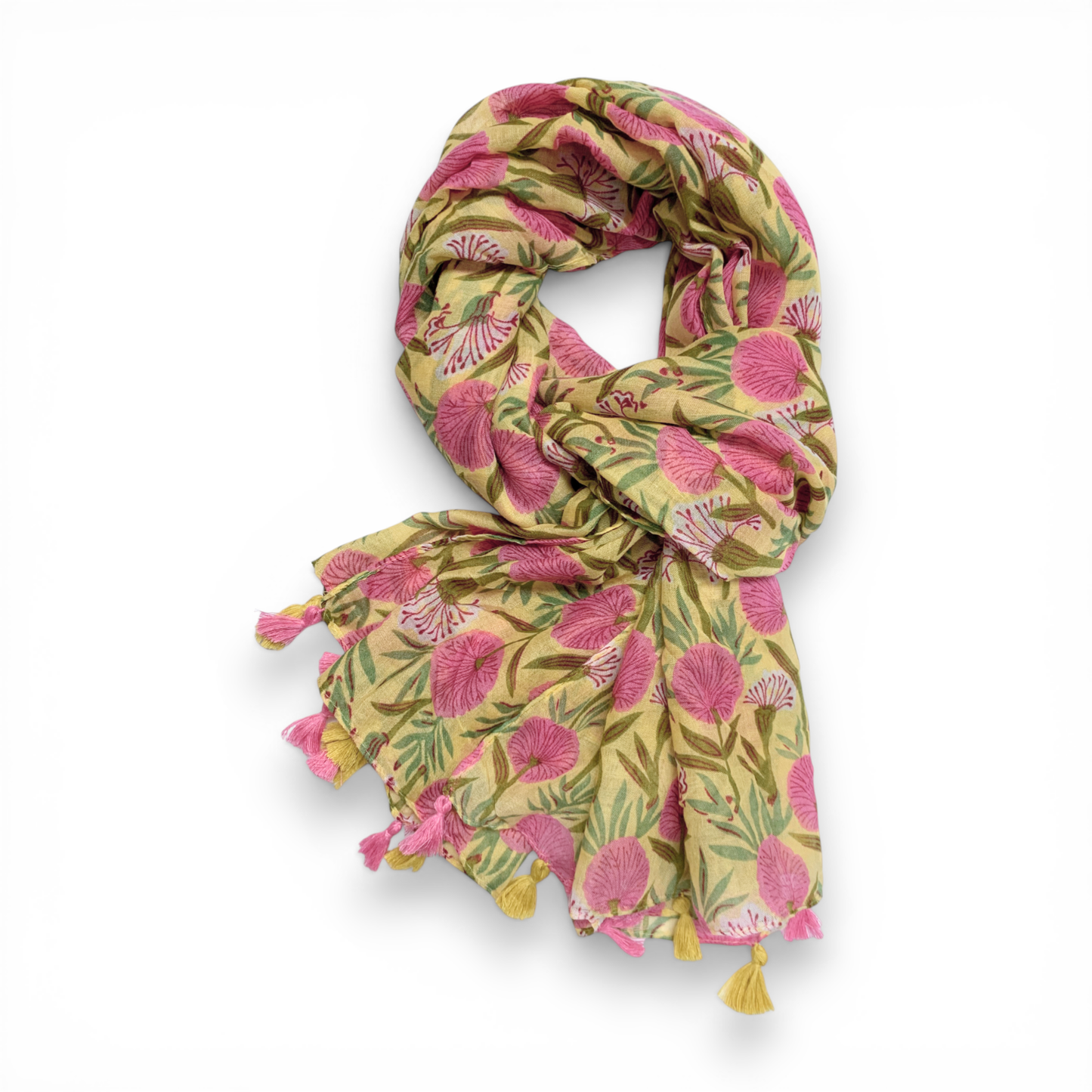 Geraniums Flower Print Cotton Blend Scarf