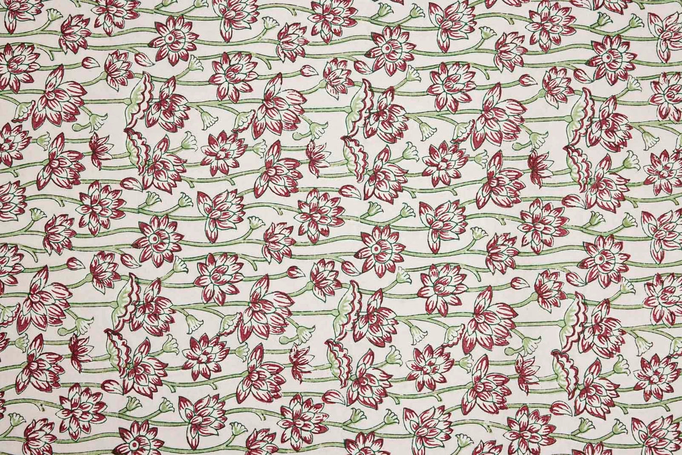 Paper Mirchi Block Printed Wrapping Paper Lotus Cherry - Precious Sparkle
