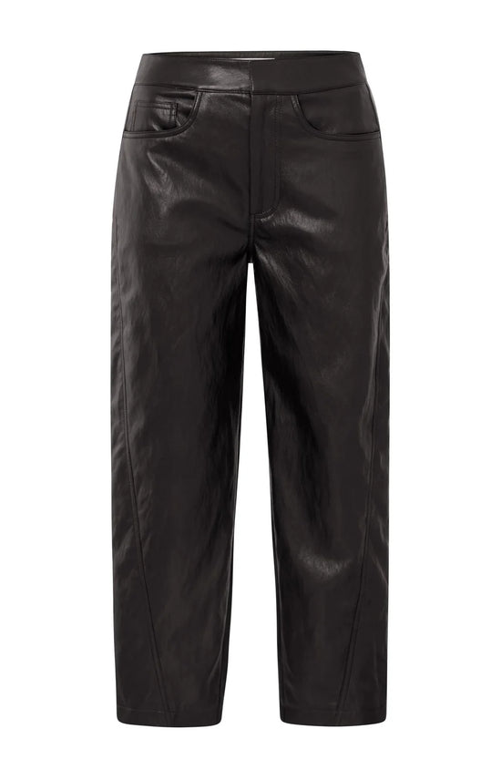 YAYA Faux Leather Trousers Anthracite Brown - Precious Sparkle