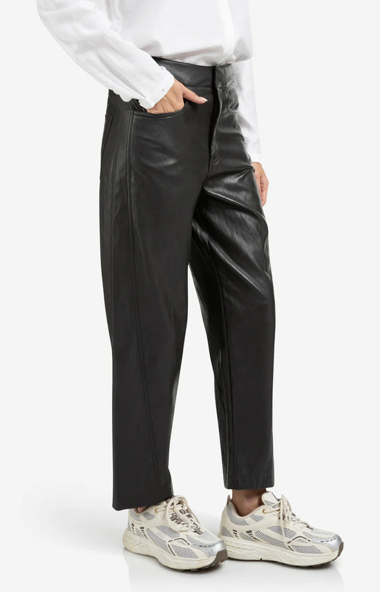 YAYA Faux Leather Trousers Anthracite Brown - Precious Sparkle
