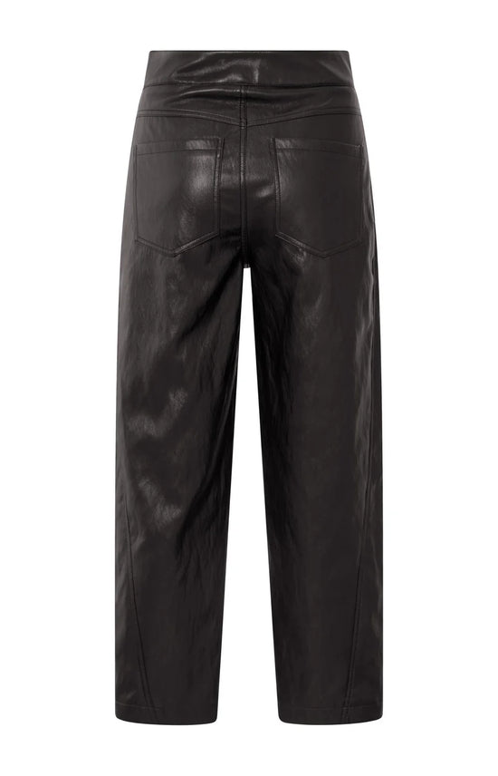 YAYA Faux Leather Trousers Anthracite Brown - Precious Sparkle