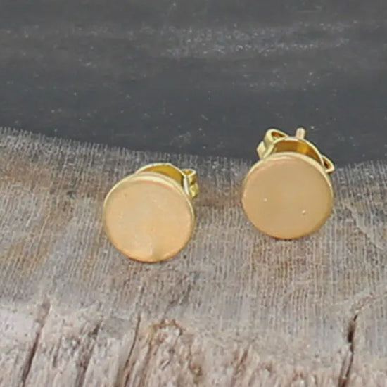 Suzie Blue Gold Disc Stud Earrings