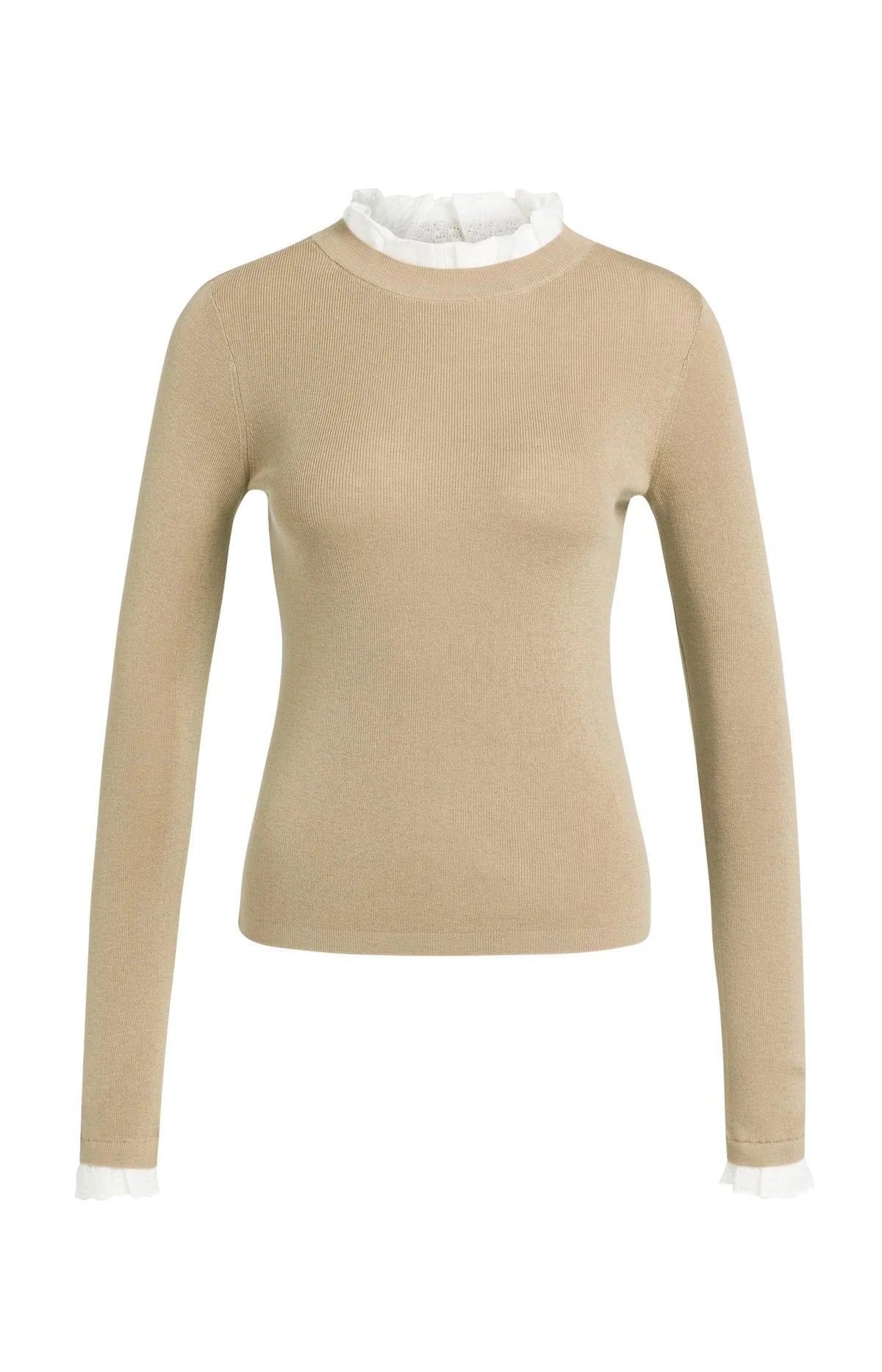 Yaya Fine Knit Rib Top with Ruffle Details