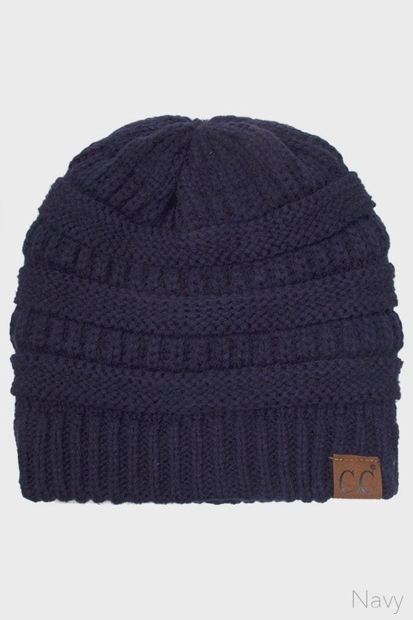 Hana Accessories C.C Knit Beanie Fuzzy Lining Navy