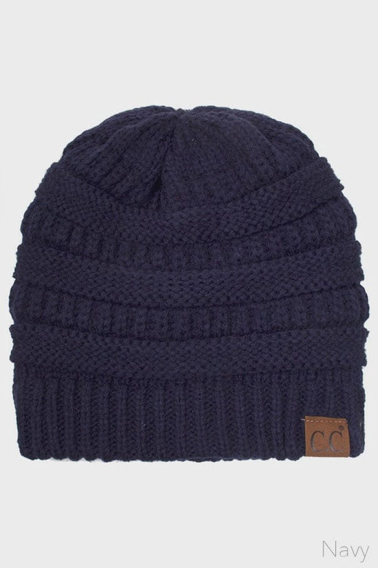 Hana Accessories C.C Knit Beanie Fuzzy Lining Navy