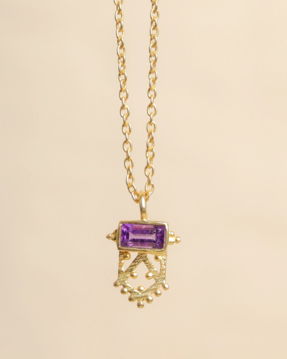 muja juma Necklace 45cm Akha Amethyst 2x4mm Rectangle