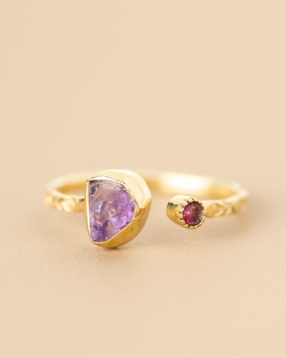 muja juma Mazarine Ring Rough Amethyst - Precious Sparkle