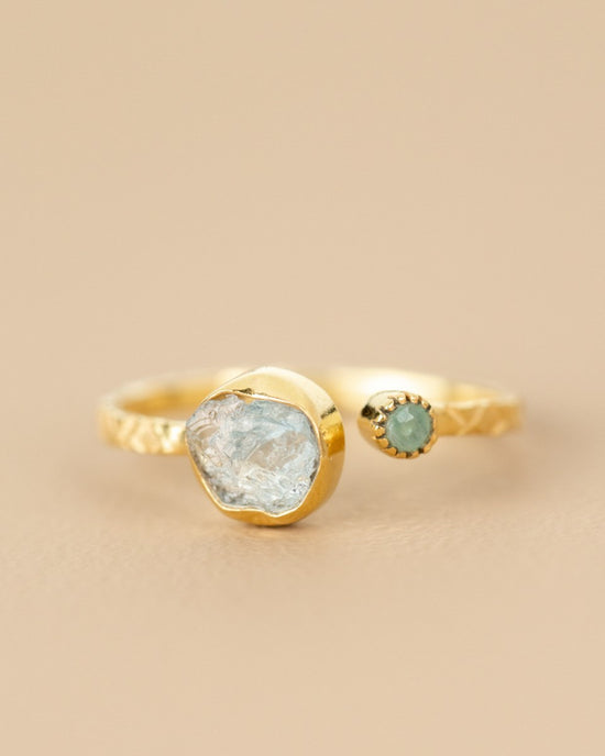 muja juma Mazarine Ring Rough Aquamarine - Precious Sparkle