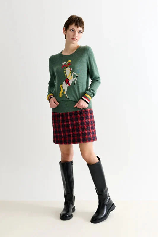 Louche Bly Green Circus Pony Intarsia Jumper - Precious Sparkle
