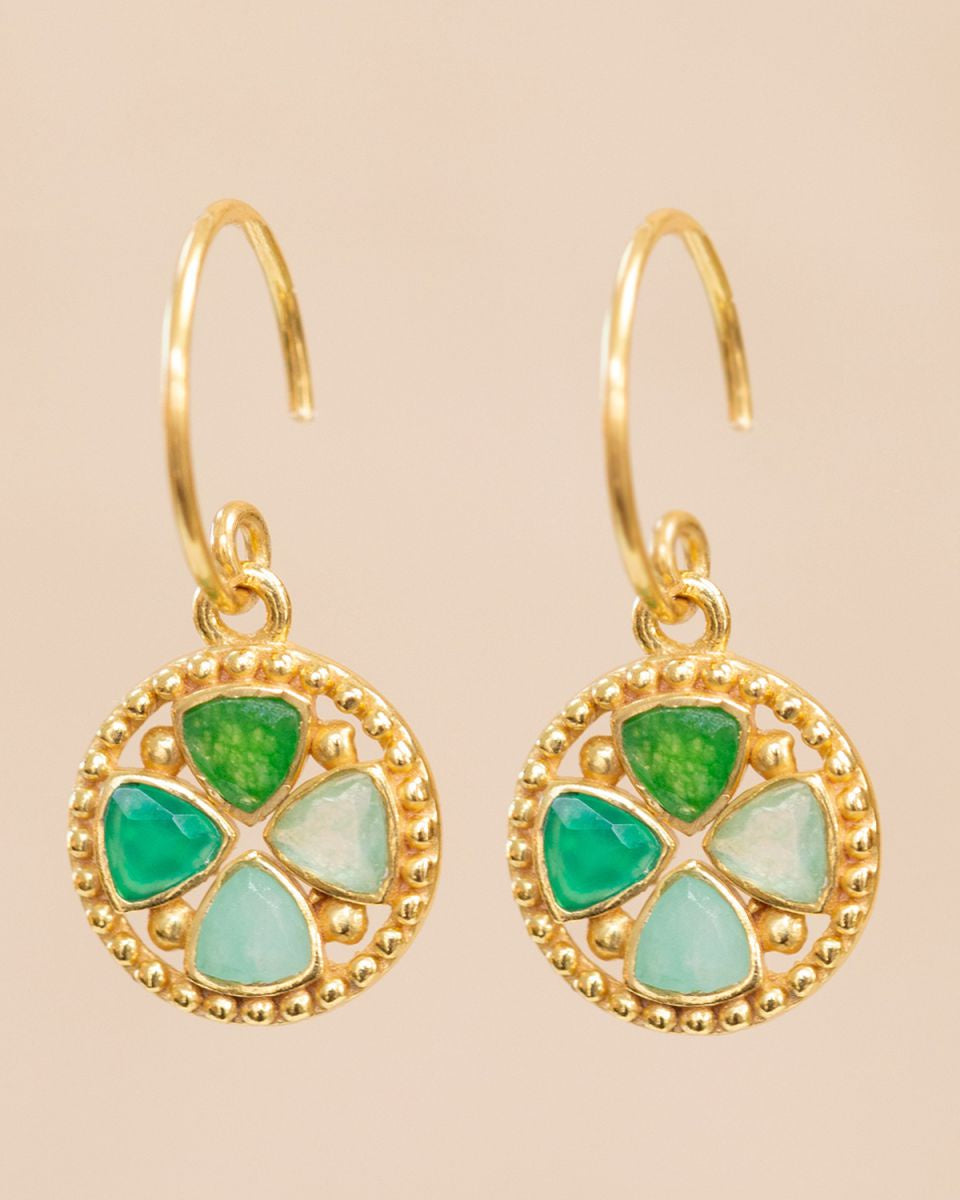 muja juma Earring Kye Hanging Flower Green Tone