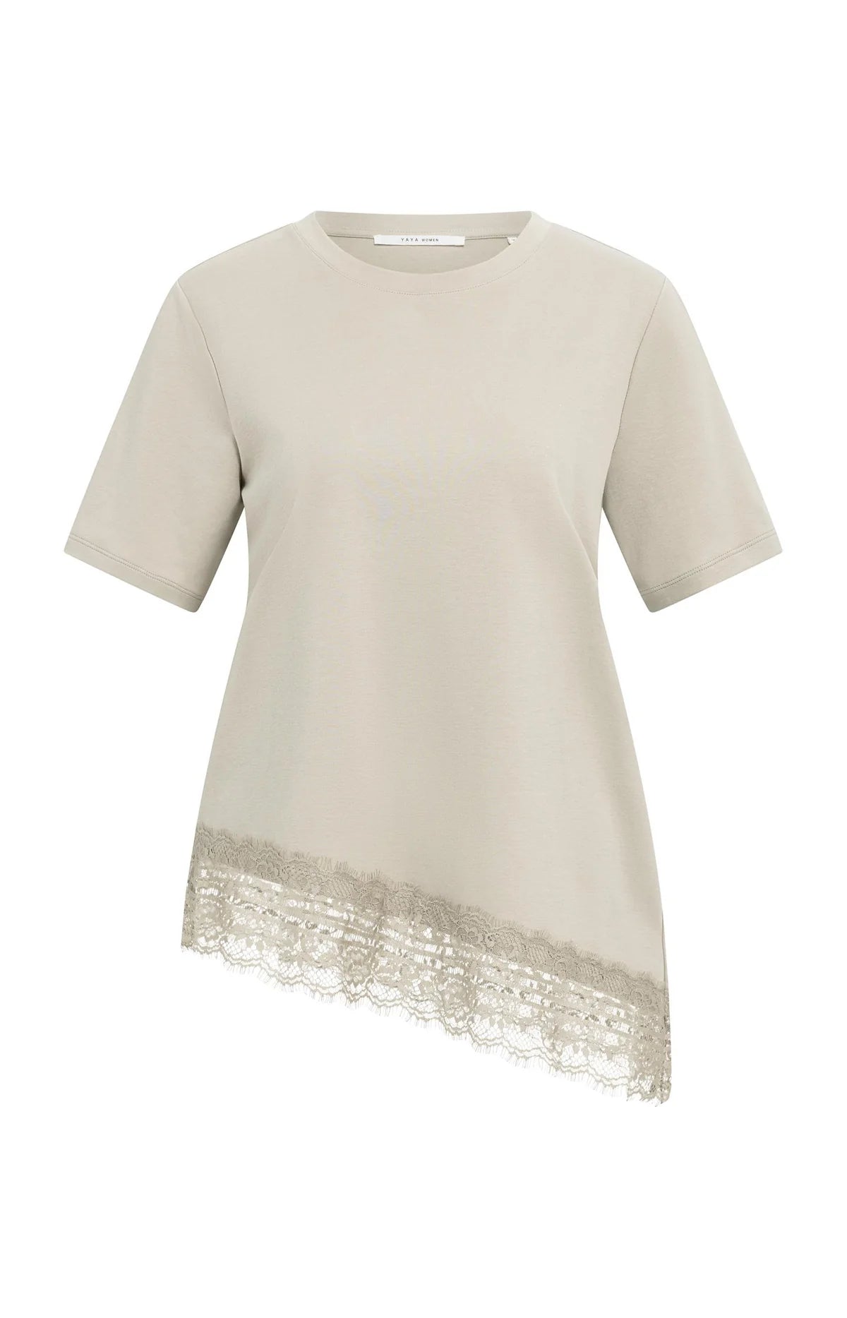 Yaya Jersey T-shirt with Lace Hem