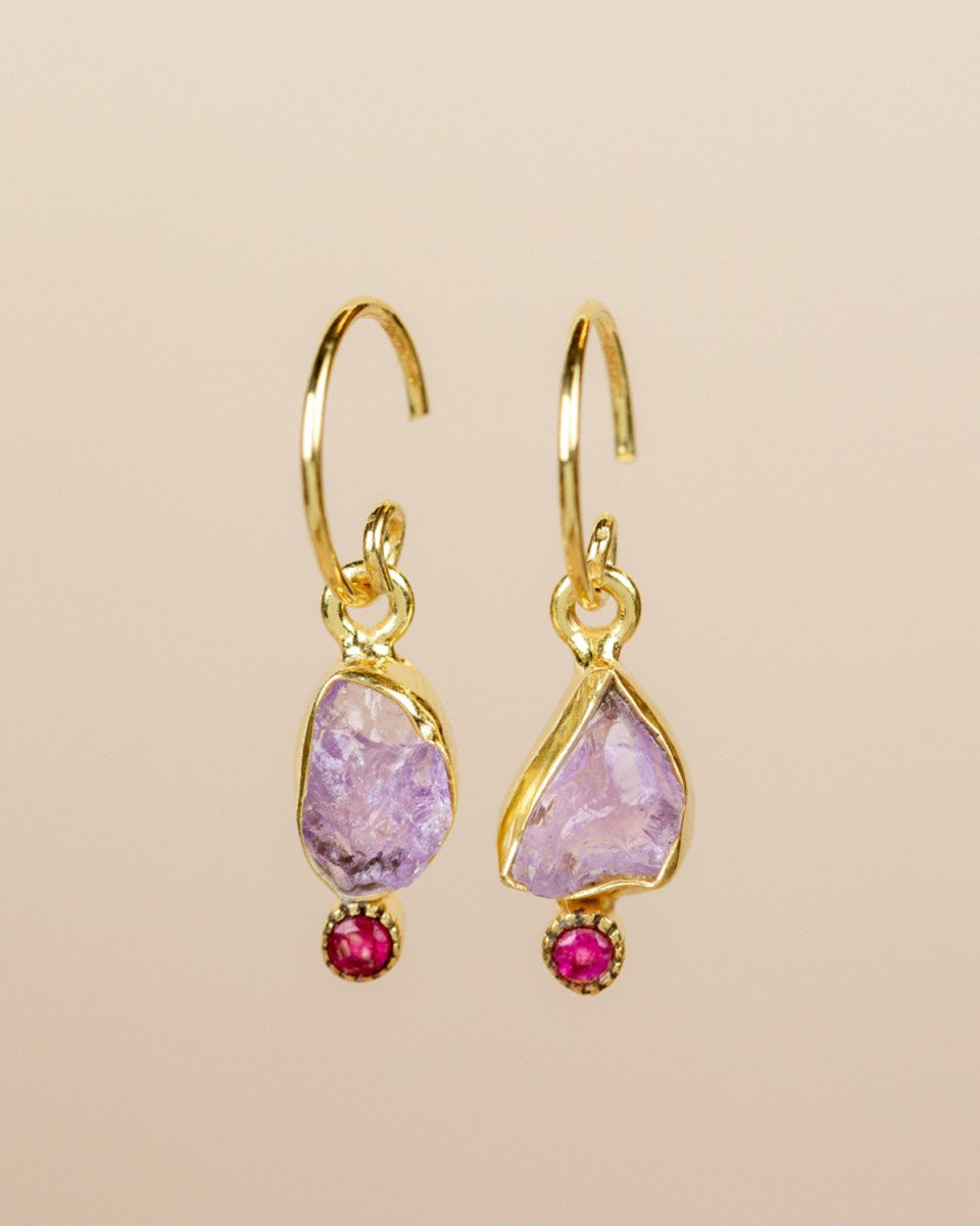 muja juma Mazarine Gold Earrings Amethyst - Precious Sparkle