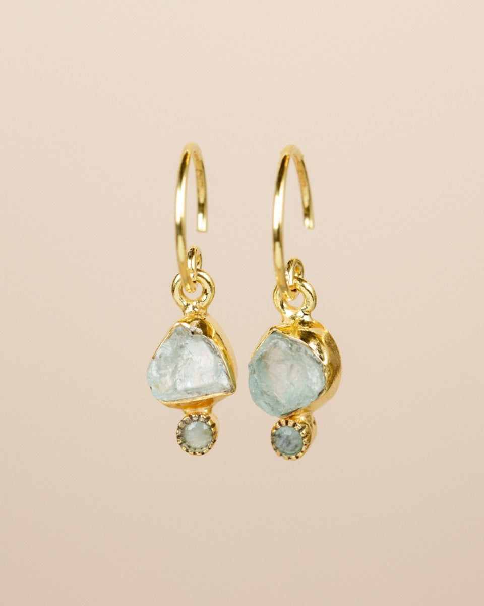 muja juma Mazarine Gold Earrings Aquamarine - Precious Sparkle