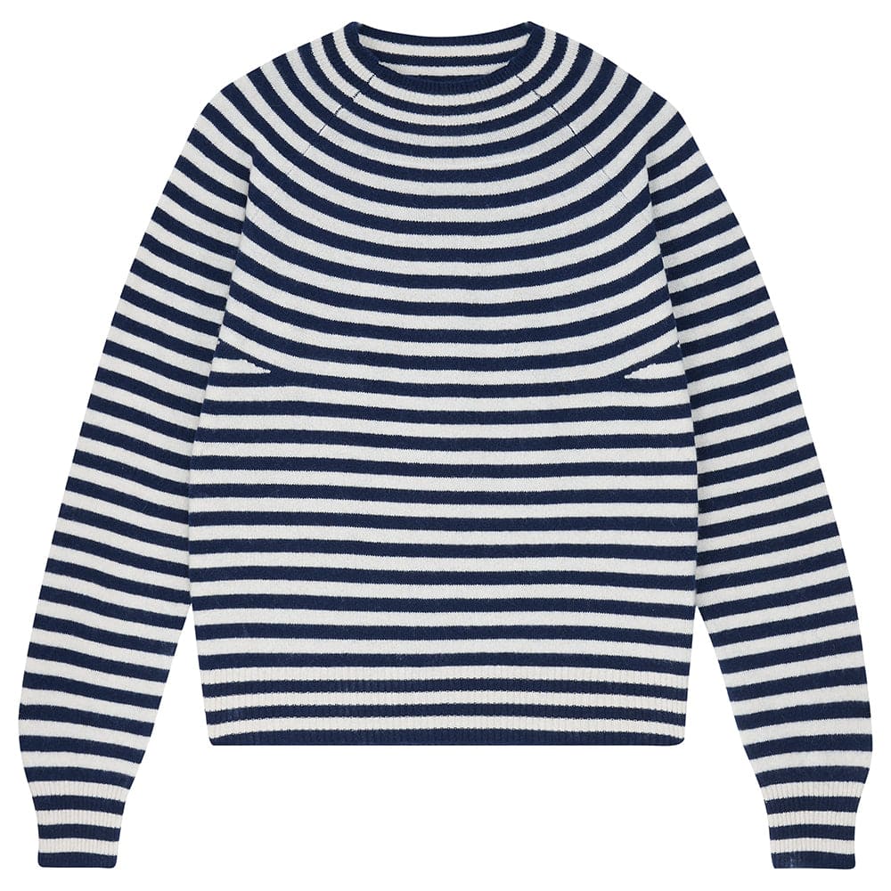 Jumper 1234 Fashion Jumper 1234 Cashmere Vary Stripe Crew Navy/Oatmeal