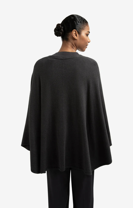 YAYA Knitted Poncho Tie-Waist Black - Precious Sparkle