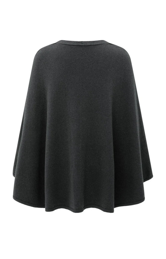 YAYA Knitted Poncho Tie-Waist Black - Precious Sparkle