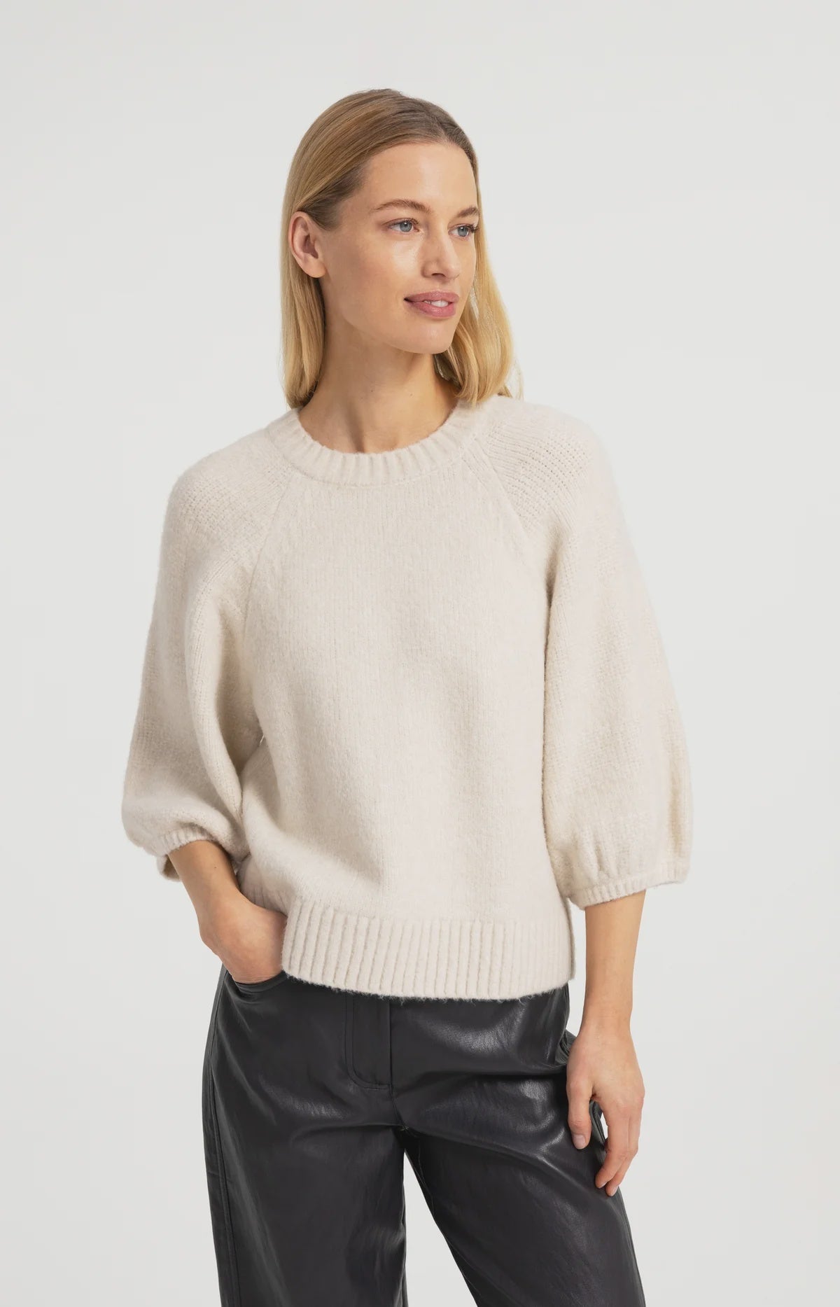 Yaya Knitted Sweater with Balloon Sleeves