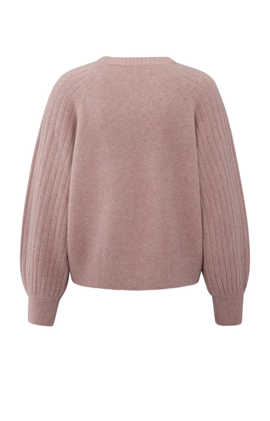 YAYA Crew Jumper with Ribbed Sleeves Blush Pink - Precious Sparkle