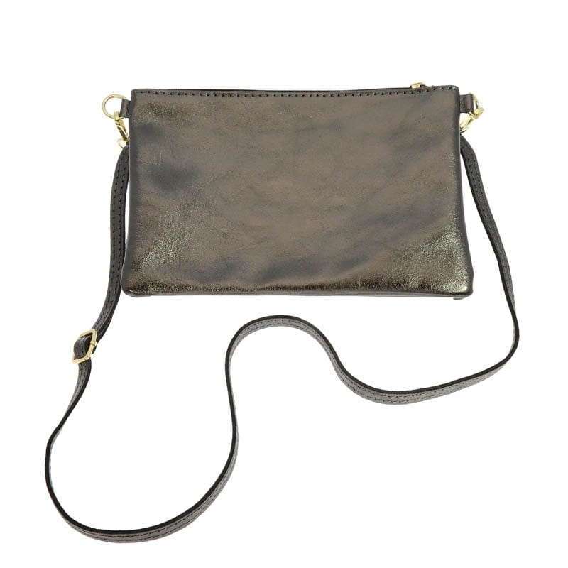 Les Cleias Accessories Anthracite Les Cleias Leather Zip Clutch/Shoulder Bag