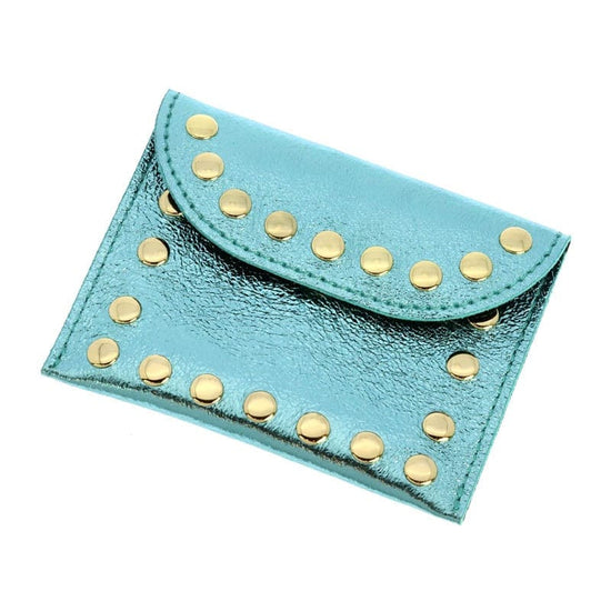 Les Cleias Accessories Les Cleias Petit Texas Leather Pouch Aqua