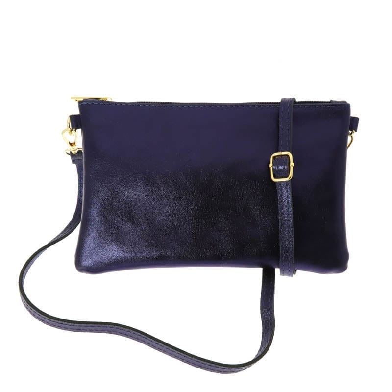 Les Cleias Accessories Midnight Blue Les Cleias Leather Zip Clutch/Shoulder Bag