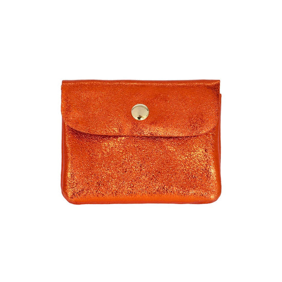 Les Cleias Accessories Orange Les Cleias Metallic Leather Coin Purse