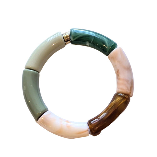 Les Cleias Jewellery Les Cleias Lithos Resin Bangle Green Brown