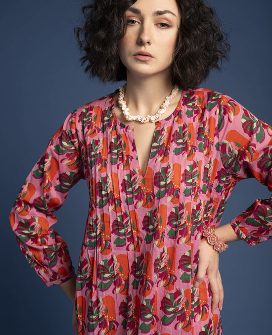 Les Touristes Fashion Les Touristes Capi Long Dress Split Pink Orange