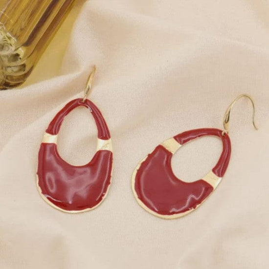 Lilas de Seine Jewellery Burgundy Lilas de Seine Enamel Drop Earrings