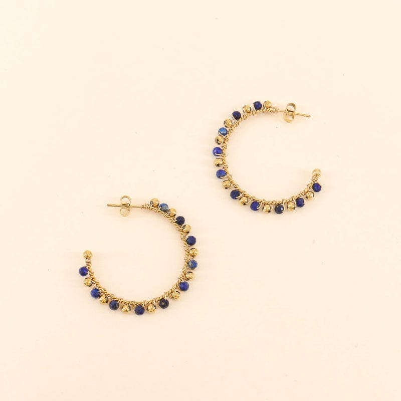 Lilas de Seine Jewellery Lapis Lazuli Lilas de Seine Earrings Federica Embroidered  Hoops