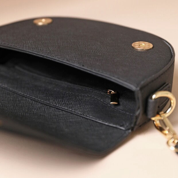 Lisa Angel Accessories Vegan Leather Half Moon Crossbody Bag Black