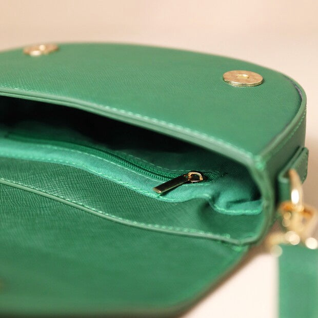 Lisa Angel Accessories Vegan Leather Half Moon Crossbody Bag Green