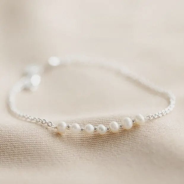 Lisa Angel Jewellery Lisa Angel Freshwater Pearl Silver Chain Bracelet