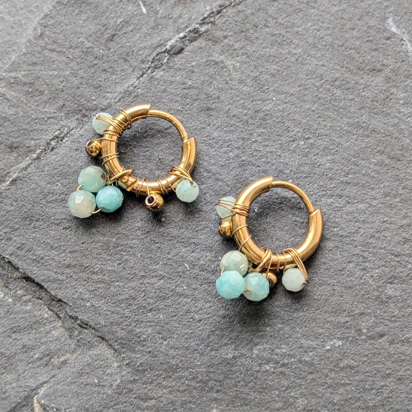 Lomina Jewellery Amazonite Beaded Dangle Hoop Earrings