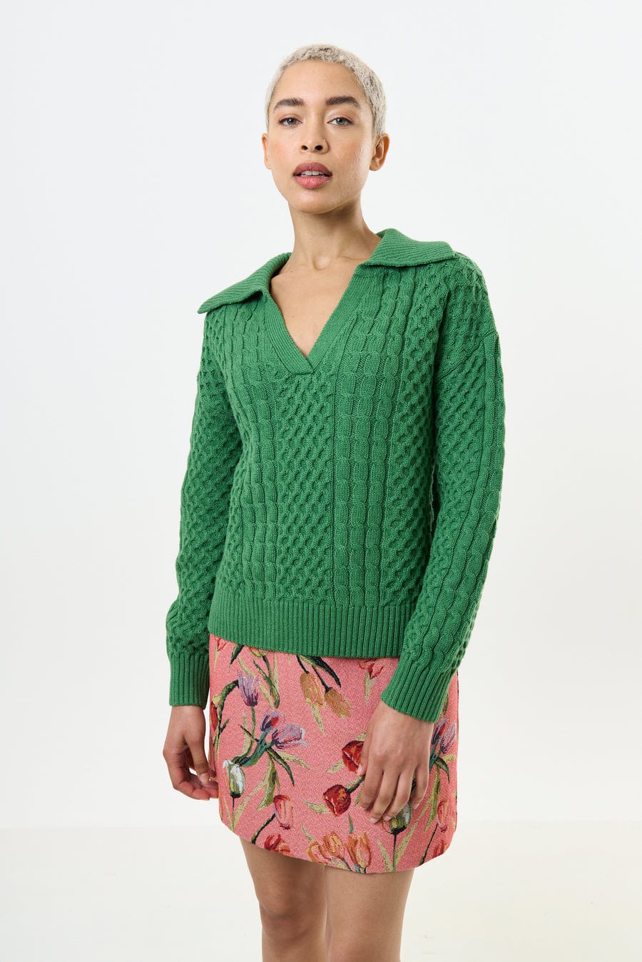 Louche Fashion Louche London Jamie Cable Collar Jumper Green